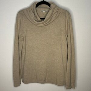 Ann Taylor LOFT Women's‎ Large Tan Cowl Neck Long Sleeve Knit Pullover Sweater